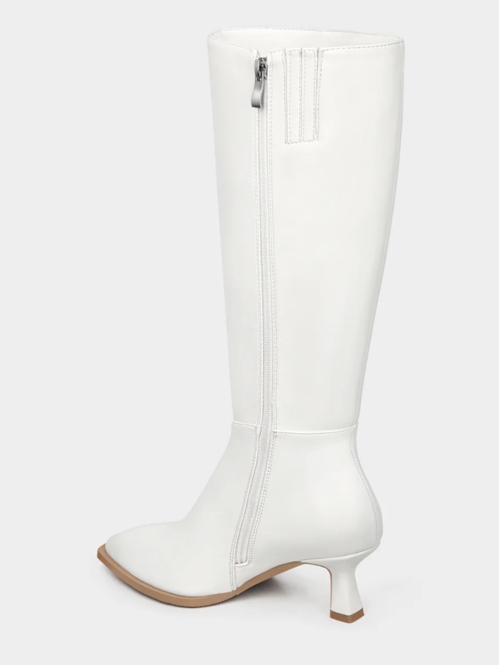 White Go Go Boots US size 11 Full zip 2.5" kitten heels 19" tall Nancy Sinatra